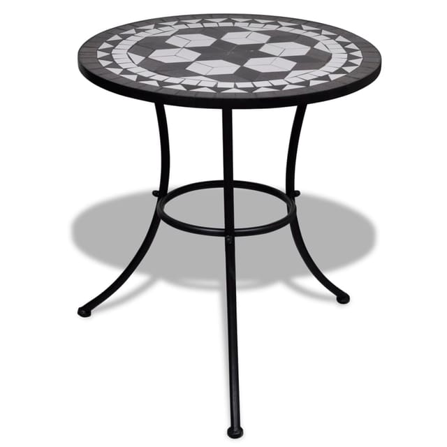 vidaXL Bistrotisch Schwarz und Weiß 60 cm Mosaik 41532