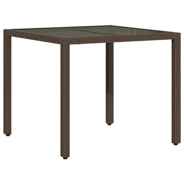 vidaXL Gartentisch mit Glasplatte Braun 90x90x75 cm Poly Rattan 365528