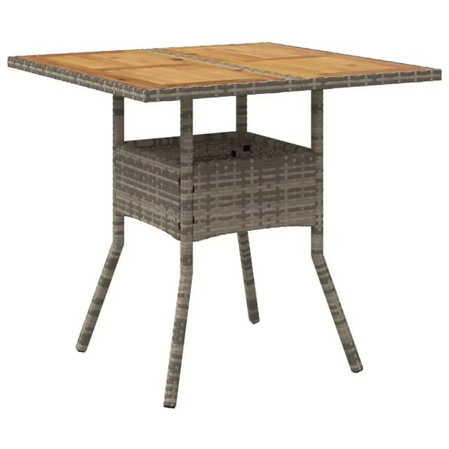 vidaXL Gartentisch mit Akazienholz-Platte Grau 80x80x75 cm Poly Rattan 365520