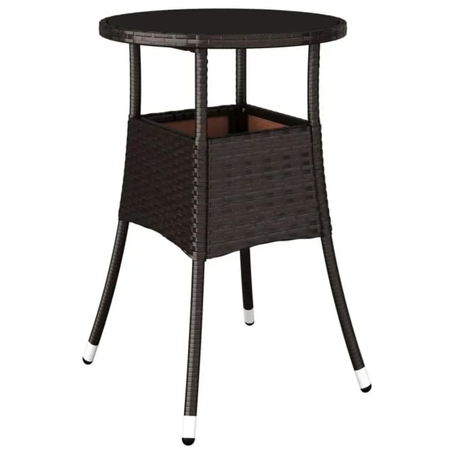vidaXL Gartentisch Ø60x75 cm Hartglas und Poly Rattan Braun 310599
