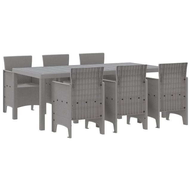 vidaXL 7-Teiliges Gartentischset Hellgraues Poly Rattan 3378727