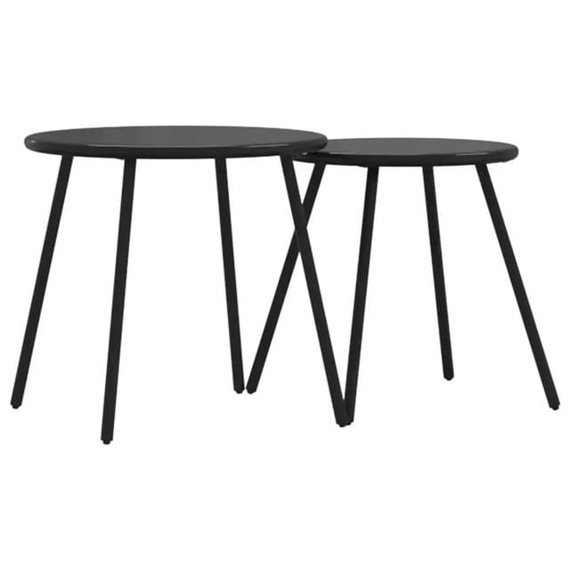 vidaXL Garten-Couchtisch 2 Stk Rund Schwarz Pulverbeschichteter Stahl 4008112