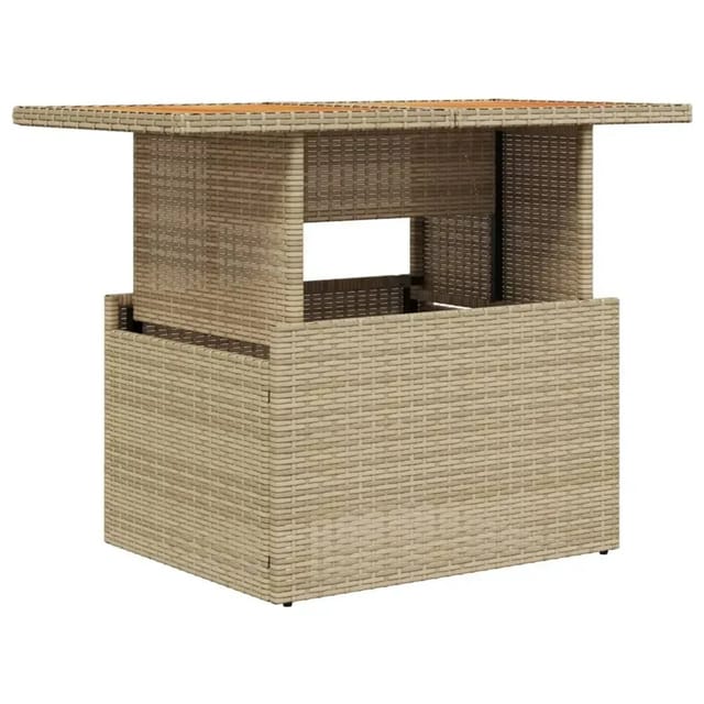 vidaXL Gartentisch Beige 100x55x73 cm Poly Rattan und Akazienholz 366065