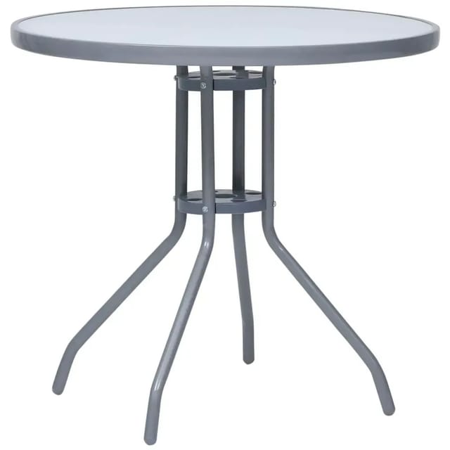 vidaXL Gartentisch Hellgrau 80 cm Stahl und Glas 312215