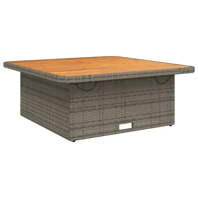 vidaXL Gartentisch Grau 110x110x71 cm Poly Rattan und Akazienholz 368273