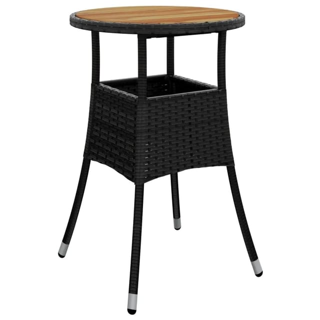 vidaXL Gartentisch Ø60x75 cm Akazienholz und Poly Rattan Schwarz 310602