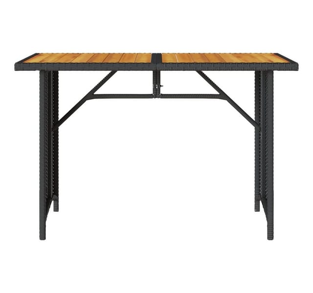 vidaXL Gartentisch mit Holzplatte Schwarz 110x68x70 cm Poly Rattan 366355