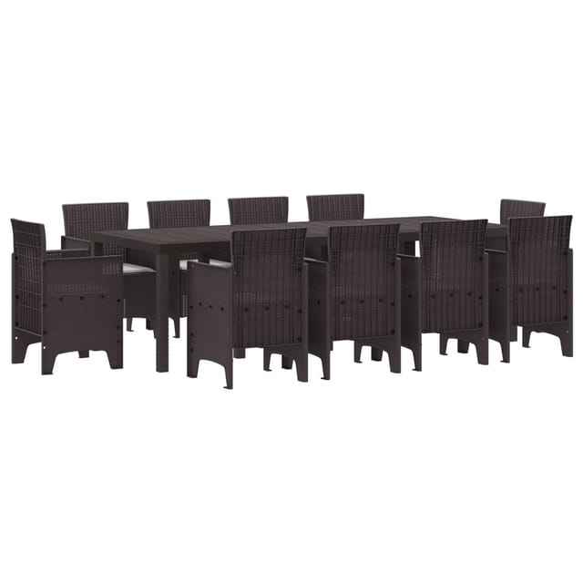 vidaXL 11-tlg Garten-Essgruppe mit Kissen Braun Poly Rattan 3378599