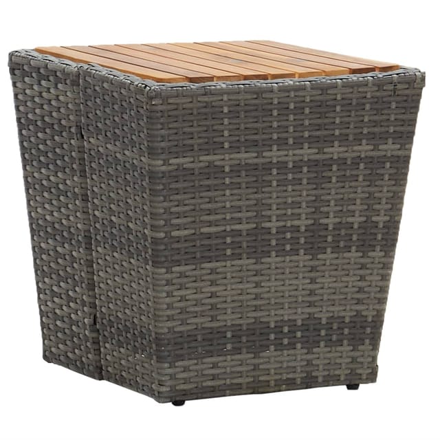 vidaXL Beistelltisch Grau 41,5x41,5x43 cm Poly Rattan & Massivholz 46198