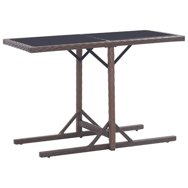 vidaXL Gartentisch Braun 110x53x72 cm Glas und Poly Rattan 46453