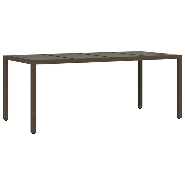 vidaXL Gartentisch mit Glasplatte Braun 190x90x75 cm Poly Rattan 365540
