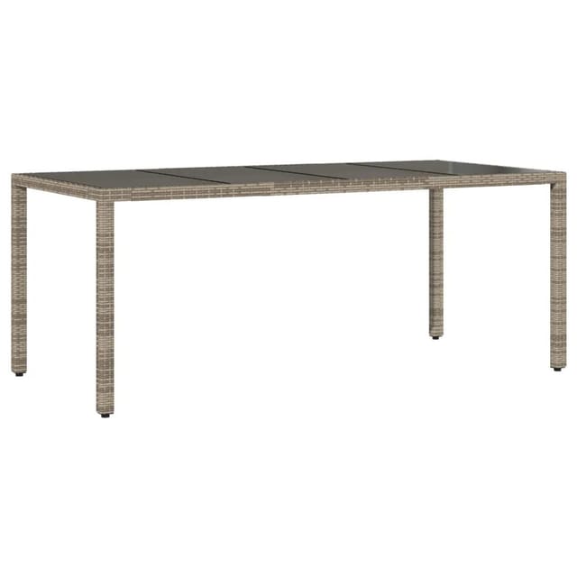 vidaXL Gartentisch mit Glasplatte Grau 190x90x75 cm Poly Rattan 365538