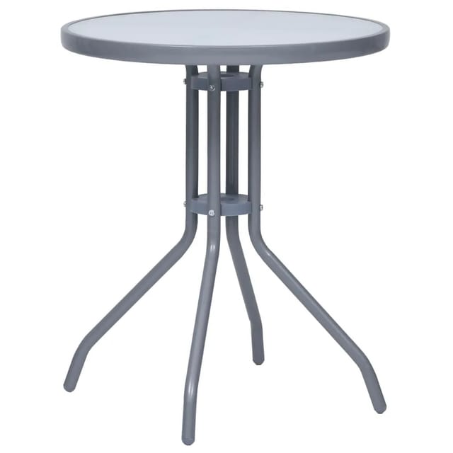 vidaXL Gartentisch Hellgrau 60 cm Stahl und Glas 312213
