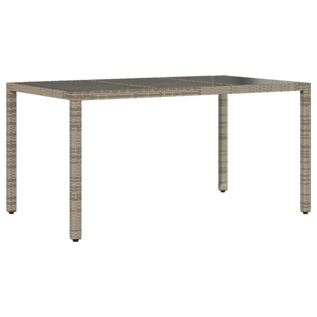 vidaXL Gartentisch mit Glasplatte Grau 150x90x75 cm Poly Rattan 365532