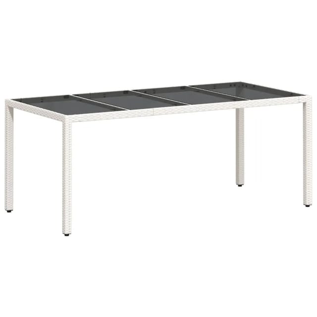 vidaXL Gartentisch mit Glasplatte Weiß 190x90x75 cm Poly Rattan 368129
