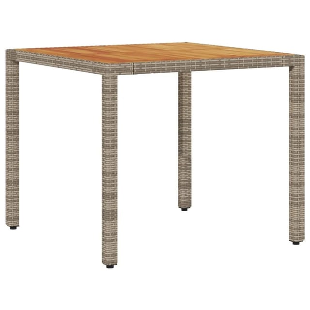 vidaXL Gartentisch mit Akazienholz-Platte Grau 90x90x75 cm Poly Rattan 365530