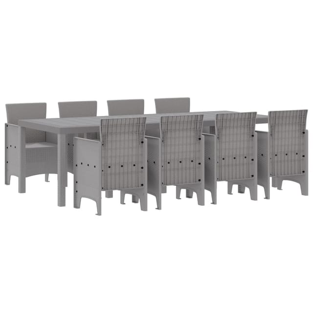 vidaXL 9-tlg Garten-Essgruppe Weiß Poly Rattan 3378742