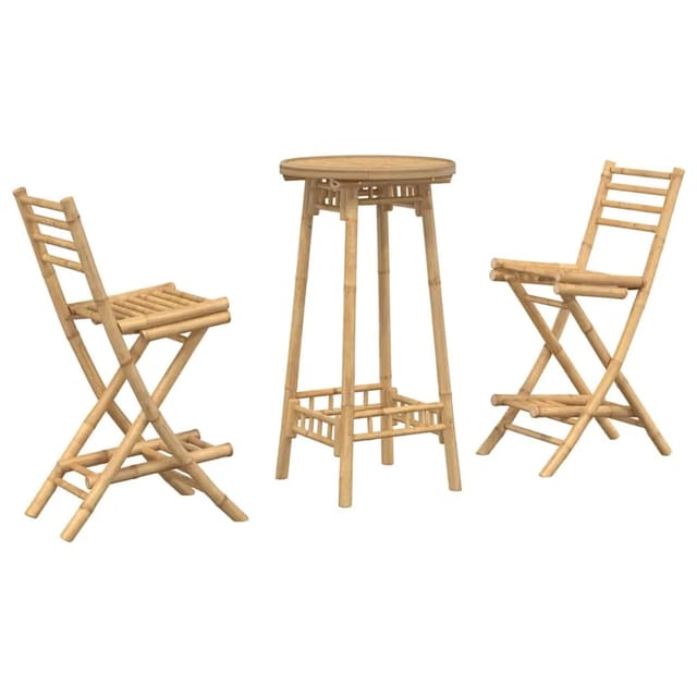 vidaXL 3-tlg Outdoor-Bar-Set Klappbar Bambus 4108231