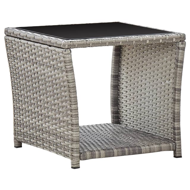 vidaXL Couchtisch Grau 45x45x40 cm Poly Rattan und Glas 46068