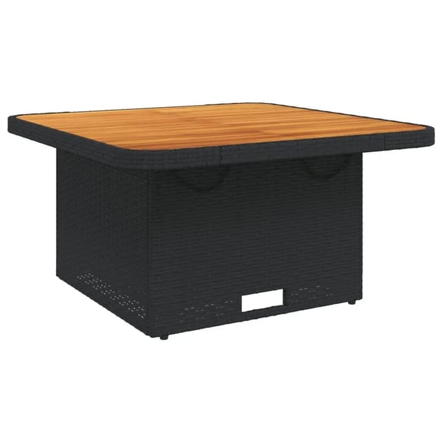 vidaXL Gartentisch Schwarz 80x80x71 cm Poly Rattan und Akazienholz 368269
