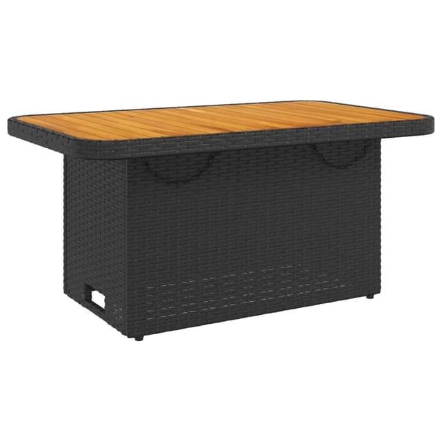 vidaXL Gartentisch Schwarz 90x55x71 cm Poly Rattan und Akazienholz 368275