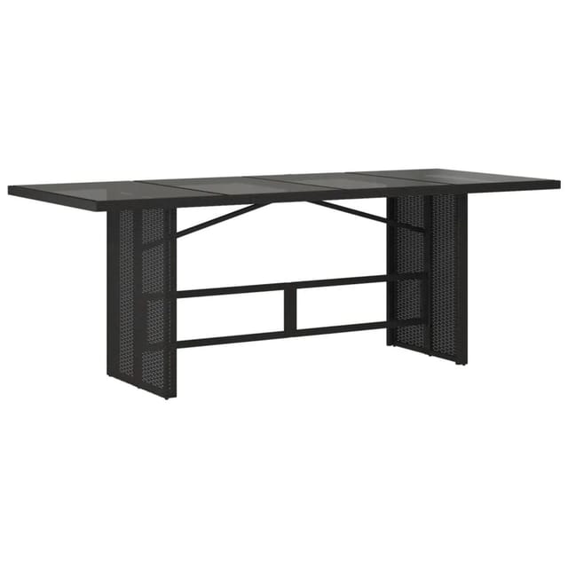 vidaXL Gartentisch mit Glasplatte Schwarz 190x80x75 cm Poly Rattan 365602