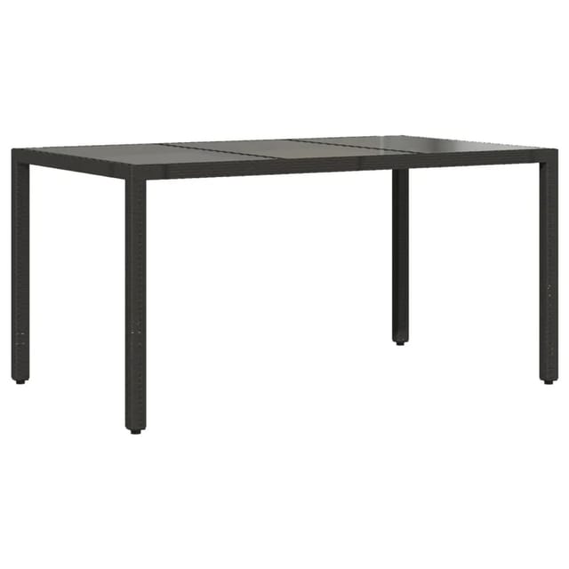 vidaXL Gartentisch mit Glasplatte Schwarz 150x90x75 cm Poly Rattan 365589