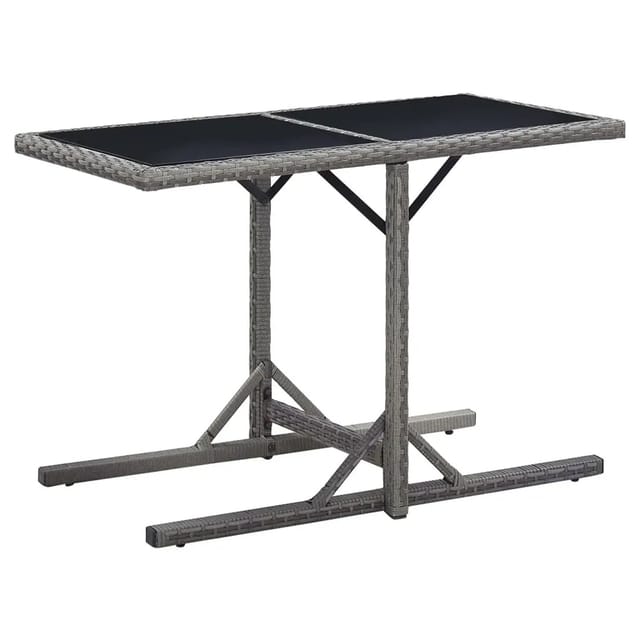 vidaXL Gartentisch Anthrazit 110x53x72 cm Glas und Poly Rattan 46455