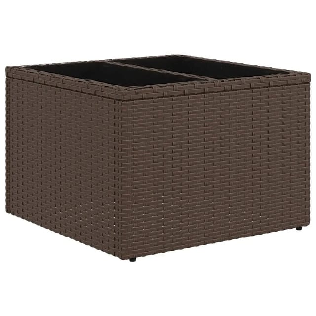 vidaXL Gartentisch mit Glasplatte Braun 55x55x37 cm Poly Rattan 366207