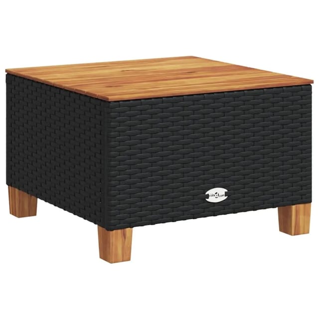 vidaXL Gartentisch Schwarz 55x55x36 cm Poly Rattan Akazienholz 365908
