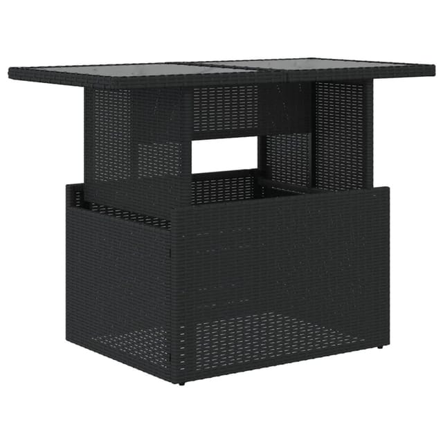 vidaXL Gartentisch mit Glasplatte Schwarz 100x55x73 cm Poly Rattan 365970