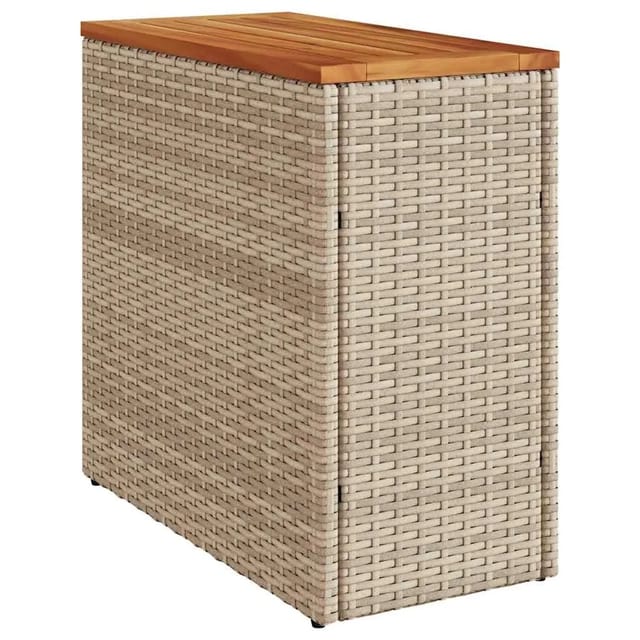 vidaXL Garten-Beistelltisch Holzplatte Beige 58x27,5x55 cm Poly Rattan 366072