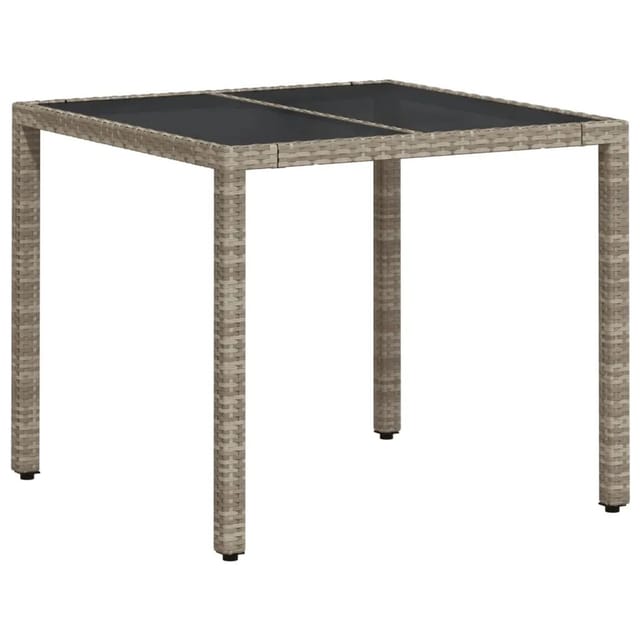 vidaXL Gartentisch mit Glasplatte Hellgrau 90x90x75 cm Poly Rattan 368122