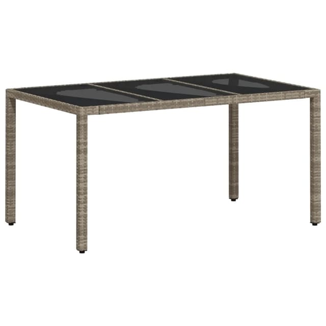 vidaXL Gartentisch mit Glasplatte Hellgrau 150x90x75 cm Poly Rattan 368125