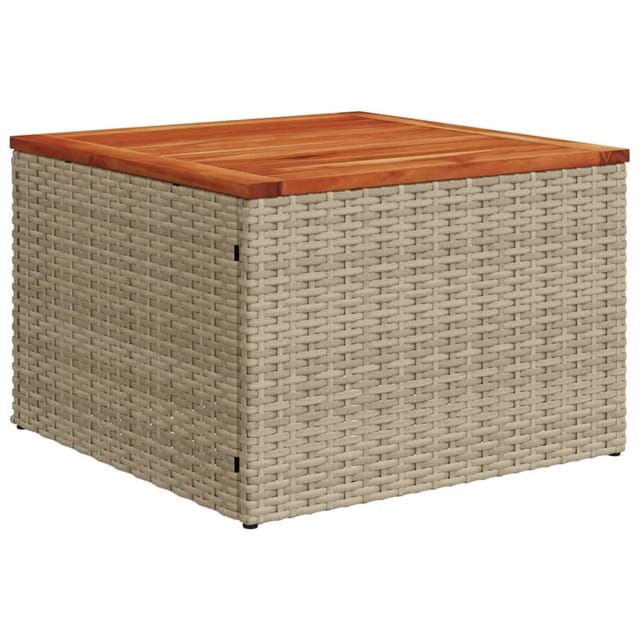vidaXL Gartentisch Beige 55x55x37 cm Poly Rattan und Akazienholz 366064
