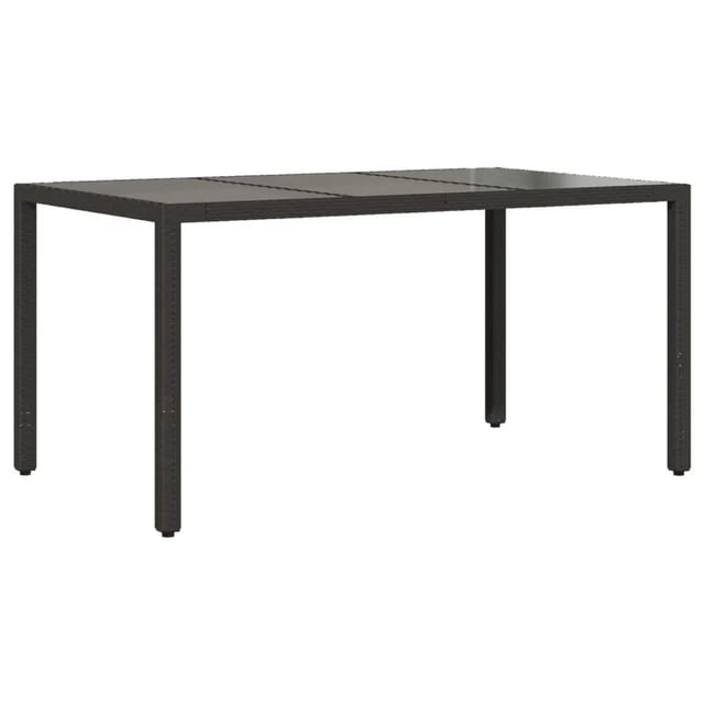 vidaXL Gartentisch mit Glasplatte Schwarz 150x90x75 cm Poly Rattan 365531