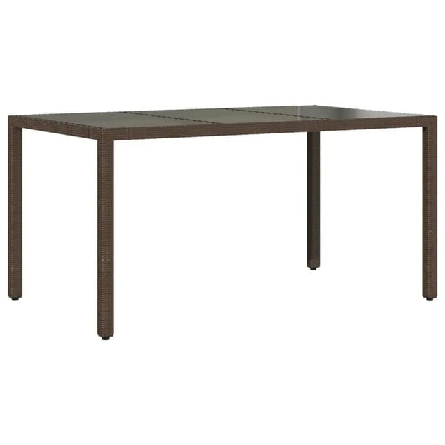 vidaXL Gartentisch mit Glasplatte Braun 150x90x75 cm Poly Rattan 365590