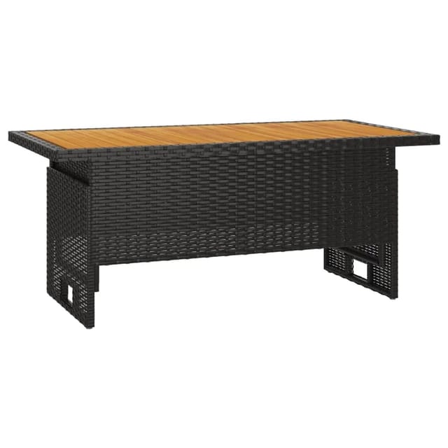 vidaXL Gartentisch Schwarz 100x50x43/63 cm Akazienholz & Poly Rattan 362187