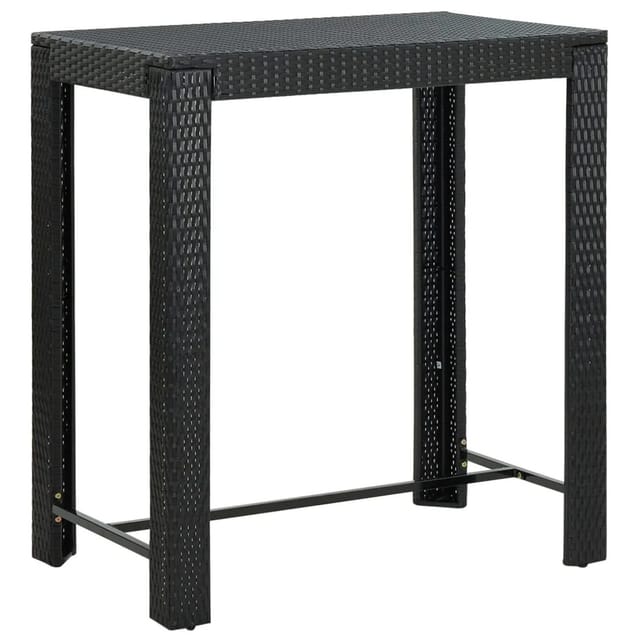 vidaXL Garten-Bartisch Schwarz 100x60,5x110,5 cm Poly Rattan 45874