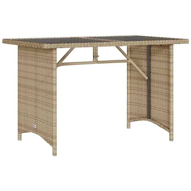 vidaXL Gartentisch mit Glasplatte Beige 110x68x70 cm Poly Rattan 366353