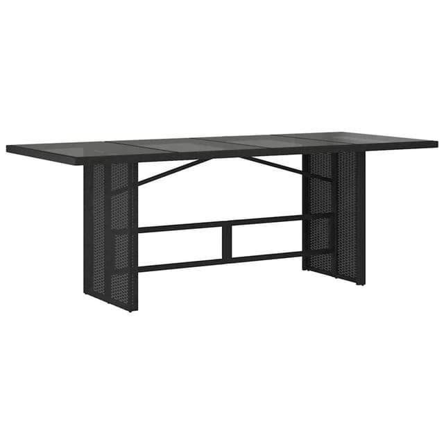 vidaXL Gartentisch mit Glasplatte Schwarz 190x80x74 cm Poly Rattan 365304