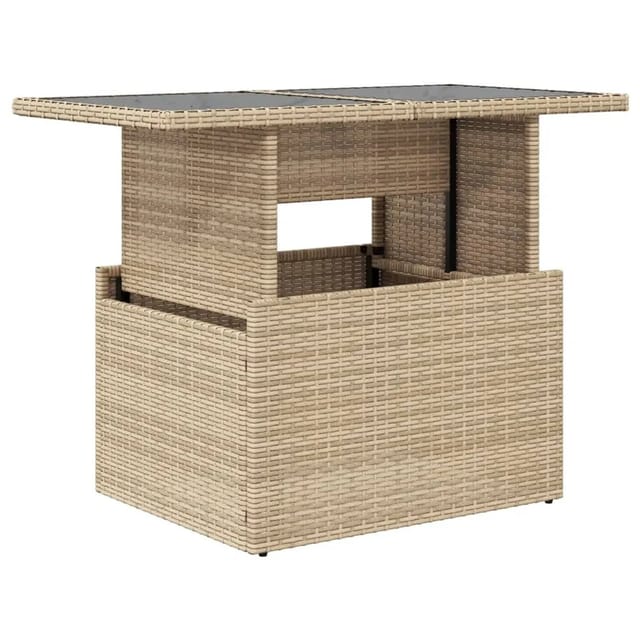 vidaXL Gartentisch mit Glasplatte Beige 100x55x73 cm Poly Rattan 366059