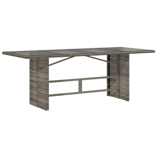 vidaXL Gartentisch mit Glasplatte Grau 190x80x74 cm Poly Rattan 365306