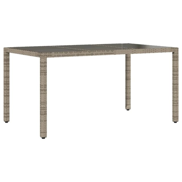 vidaXL Gartentisch mit Glasplatte Grau 150x90x75 cm Poly Rattan 365591