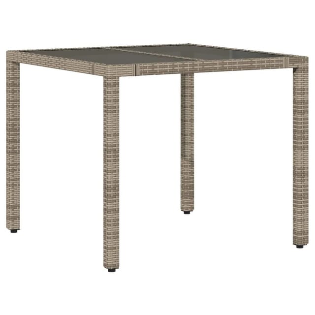 vidaXL Gartentisch mit Glasplatte Grau 90x90x75 cm Poly Rattan 365588
