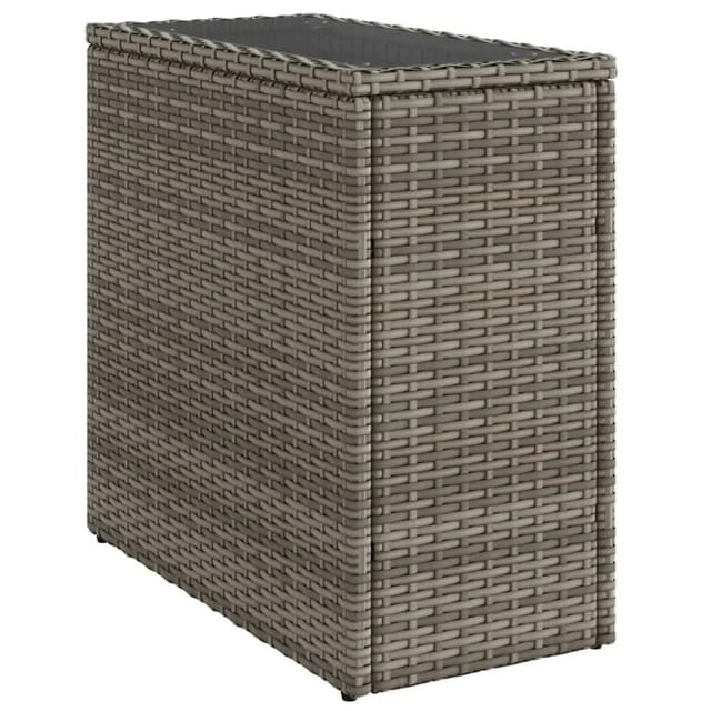 vidaXL Garten-Beistelltisch mit Glasplatte Grau 58x27,5x55 cm Rattan 366133