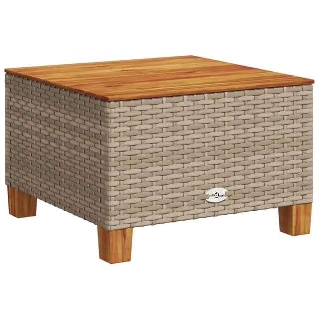 vidaXL Gartentisch Beige 55x55x36 cm Poly Rattan Akazienholz 365910