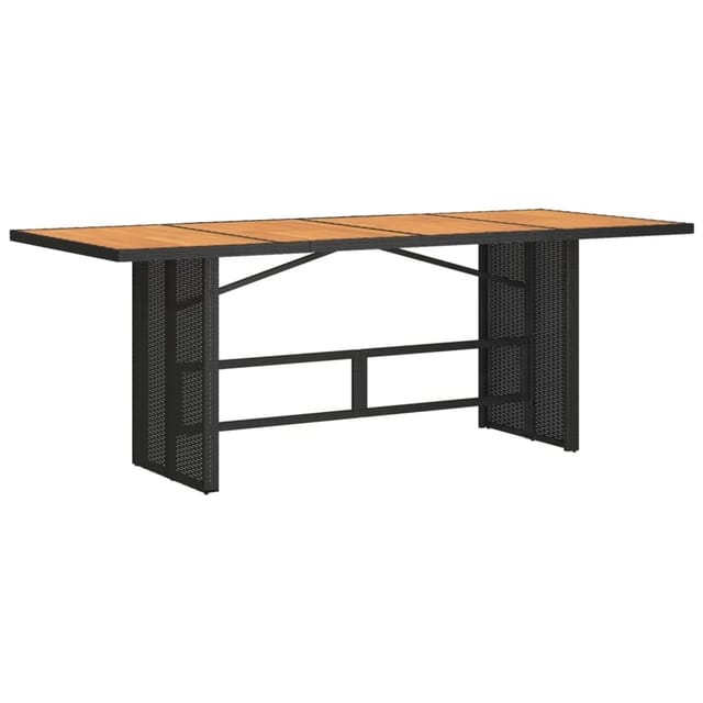 vidaXL Gartentisch mit Holzplatte Schwarz 190x80x75 cm Poly Rattan 365600