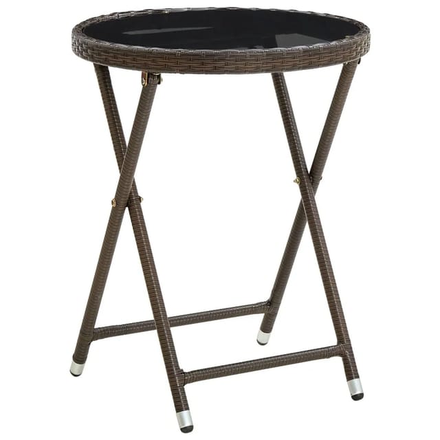 vidaXL Beistelltisch Braun 60 cm Poly Rattan und Hartglas 310560