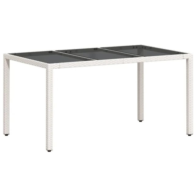 vidaXL Gartentisch mit Glasplatte Weiß 150x90x75 cm Poly Rattan 368126